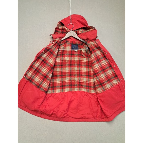 Vtg 80s WOOLRICH Wool Plaid Lined Red RAIN JACKET Windbreaker Coat Sz L - Picture 7 of 9